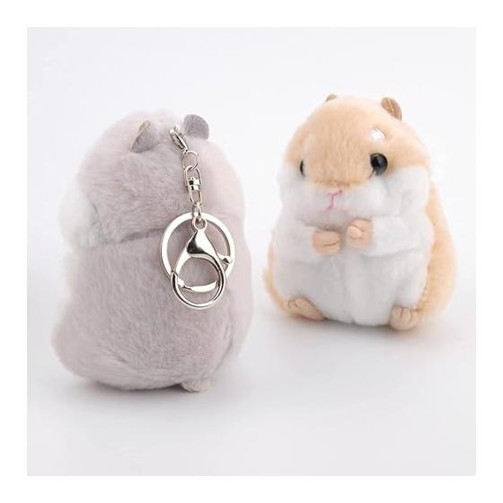 [Lukeyarm] Pairing Keychain | Cute Couple Hamster Keychain Handbag Plush Mobile Phone Pendant New Year Valentine's Day Gift Gift Light (Yellow +