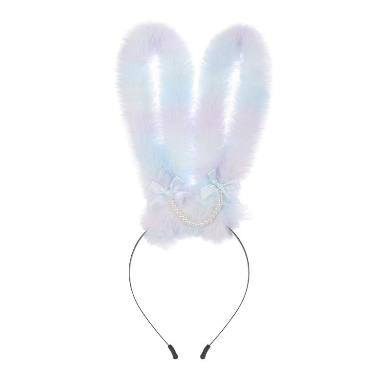 Furry Rabbits Ears Headband With Gradient Color Costume Hairbnad Fashion Hairpiece For Cosplay And Easter Parties