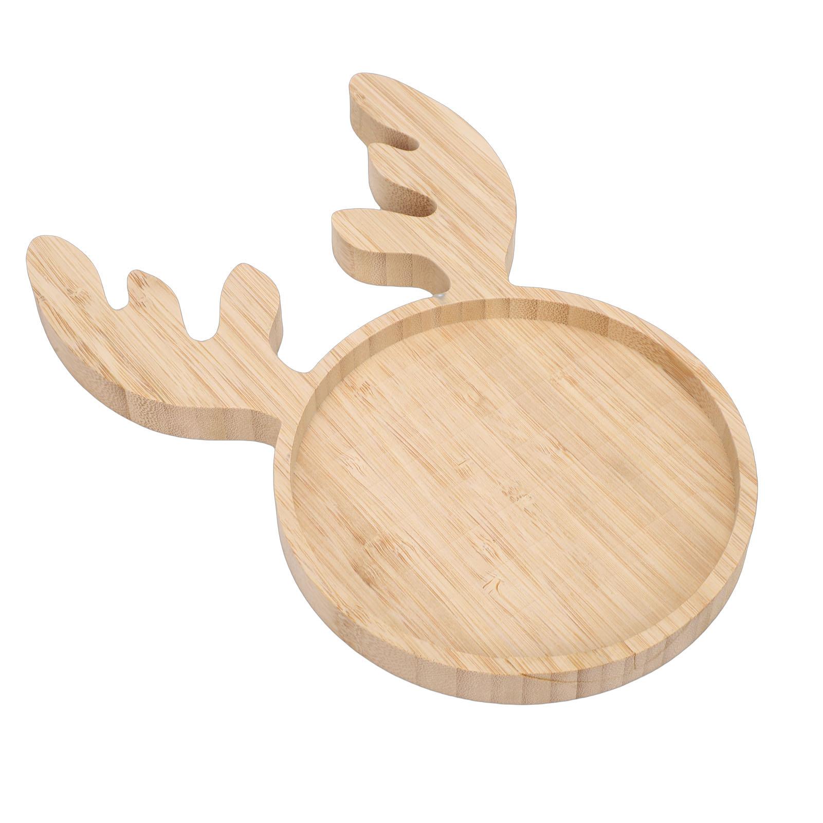 

Xmas Wood Serving Platter Reindeer Shaped Snack Appetizer Tray Cheese Charcuterie Board Salad Plate Holiday Decorative Round Dessert Dish