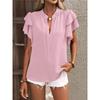 Summer New European And American V-neck Flying Sleeve Shirt Slim Fit And Slimming Chiffon Top
