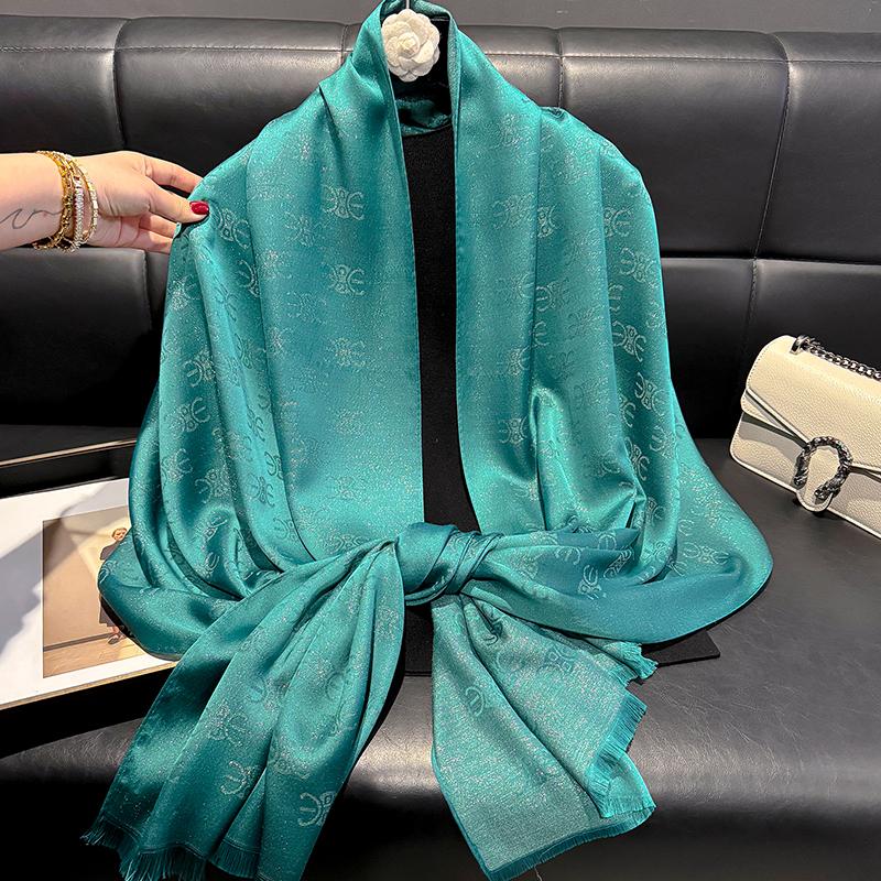 New Ladies Elegant Print Hijab Tencel Cotton Long Scarf With Four Seasons Sun Protection Scarf Decoration Shawl Wrap Headscarf