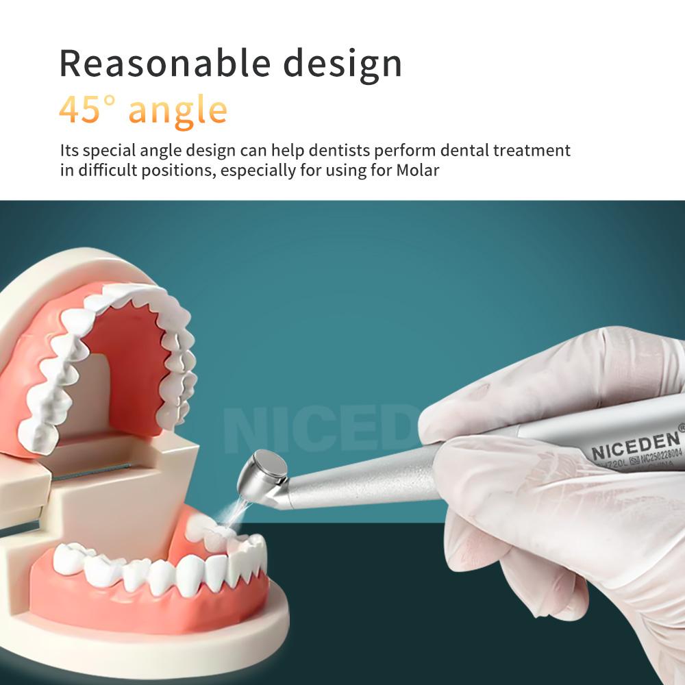 Niceden X450KL Consumables High Speed Handpiece K-coupler 45 Degree Angle Head Air Turbine with LED Materials