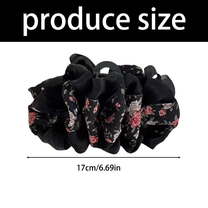 Floral Printed Scrim Bubble Hair Clip For Women Soft Breathable Fabric Elegant Updos Styling Accessory