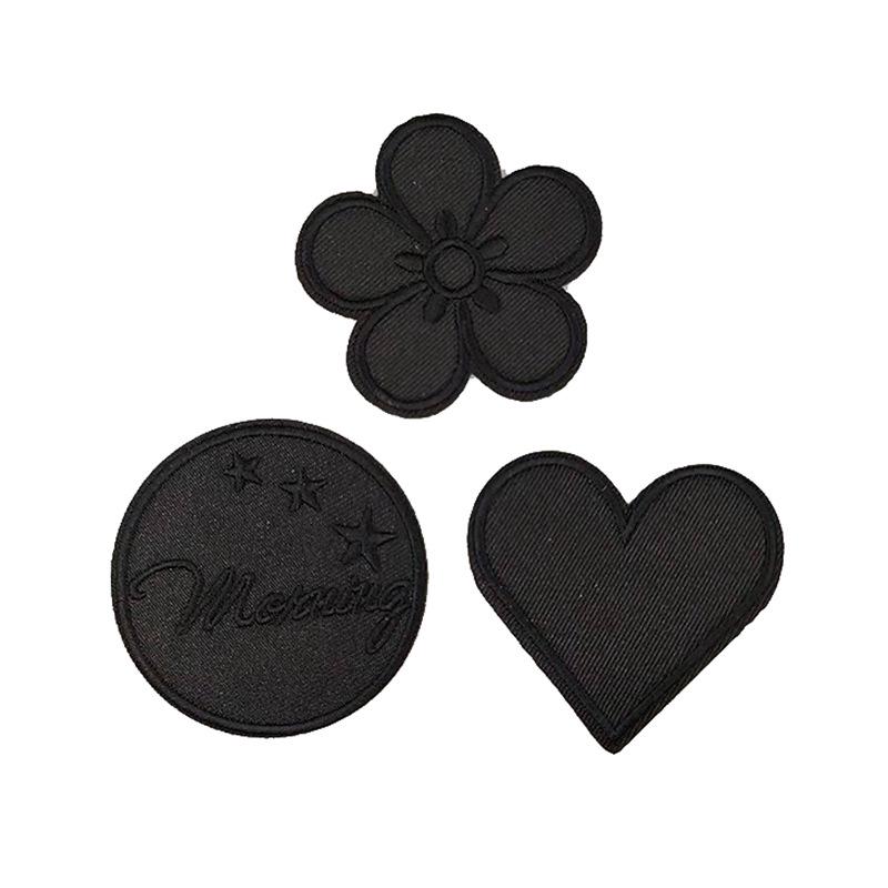 Self-Adhesive Black Letter Embroidery Patch for Clothing