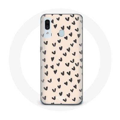 Coque Pour Samsung Galaxy A20 - MANIACASE - Abstrait Coeurs Noirs - Souple - Moderne - Protection Téléphone