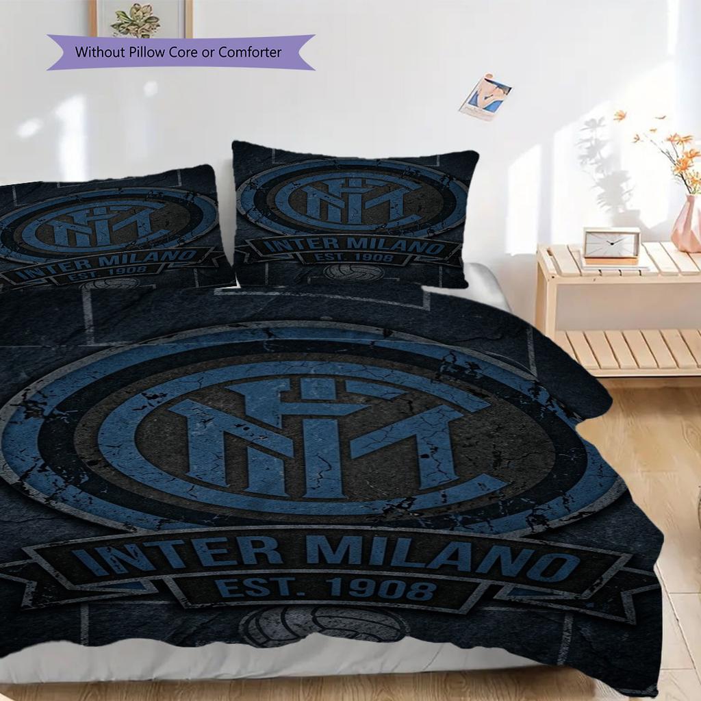 Iconic Inter Milan Emblem Design Three-piece set (1 * duvet cover + 2 * pillowcase, without core) Duvet cover and pillowcase Soft and comfortable