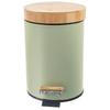 Green Metal Trash Can Waste Bin with Pedal and Lid Bathroom 3L