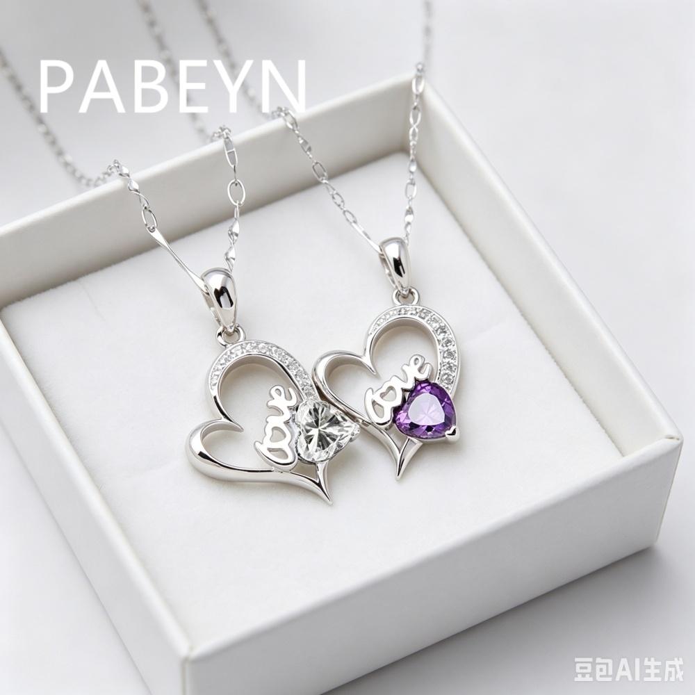 925 Sterling Silver Fashion Light Luxury Heart Shaped Love Zircon Necklace Birthday Party Anniversary Gift