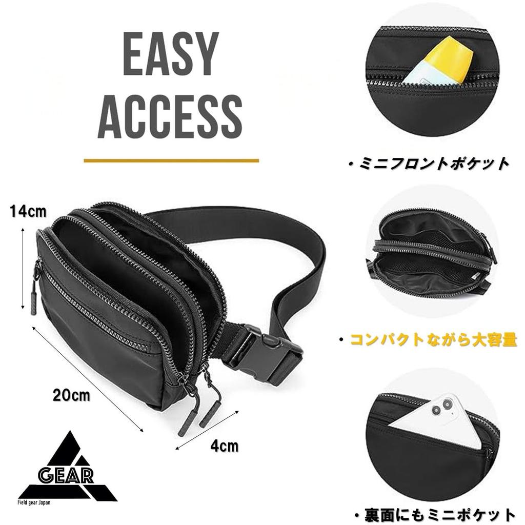 Field gear Japan Mini Shoulder Bag for Men and Small Waist Pouch for and Everyday and Made of 1000D Nylon Bag/Body Women, Water-Repellent,