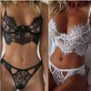 Sensual See-Through Lace Trim Underwire Lingerie Set