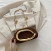 Retro Metallgriff Runde Kunstleder Clutch Tasche Vintage Kette Umhängetasche für Damen