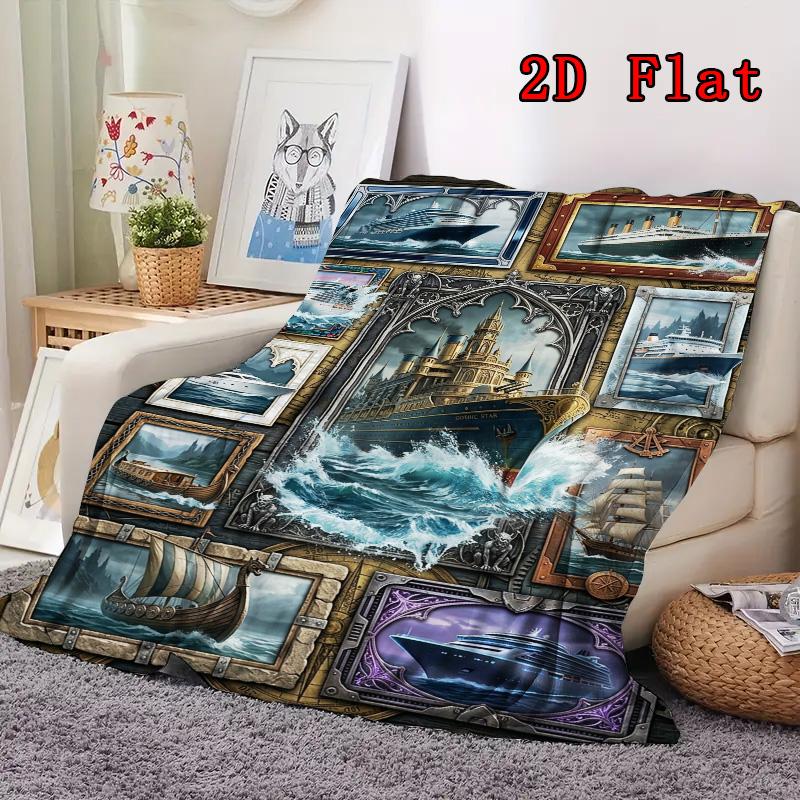 Maritime Dreams Collage 2D Flat Pattern Flannel Blanket, High quality All Seasons, Home Decor, Warmth and Comfort, Perfect for Christmas Gifts.