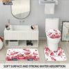 4pcs Valentine's Day Romantic Rose Flower Printed Bathroom Set Waterproof Shower Curtain Floor Mat Toilet Mat U-Shaped Mat