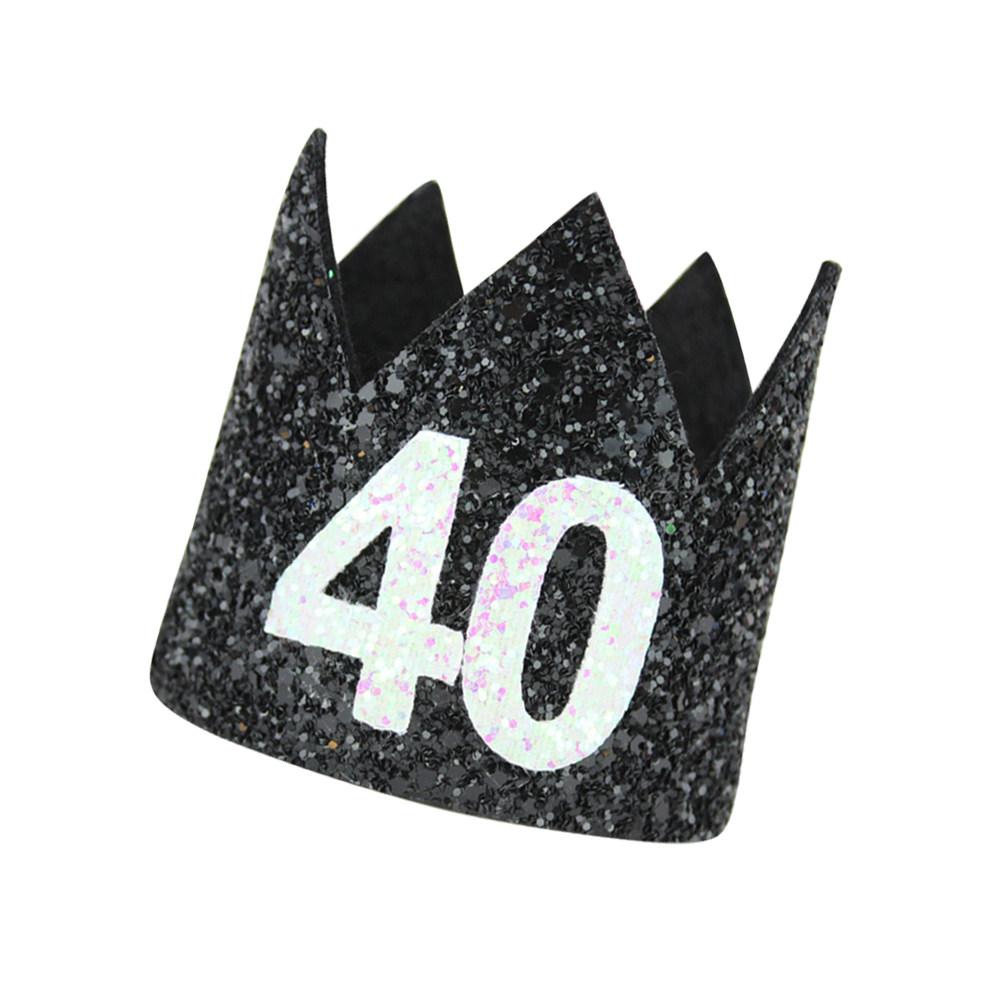 Birthday Hat Glitter Crown Design Shiny Festive Party Headwear for Adult Costume Photo Shoot Shower Celebration Prop