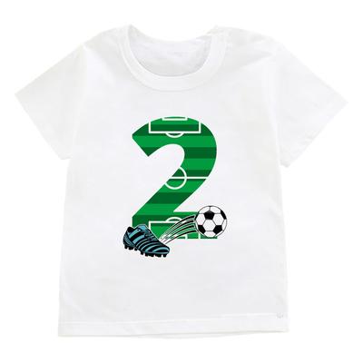 Happy Birthday Football Crown 1-7 Year Print Kids T Shirt Boys 8-11 Number Gym Shoes Design Tees Children Funny Gift Baby Top