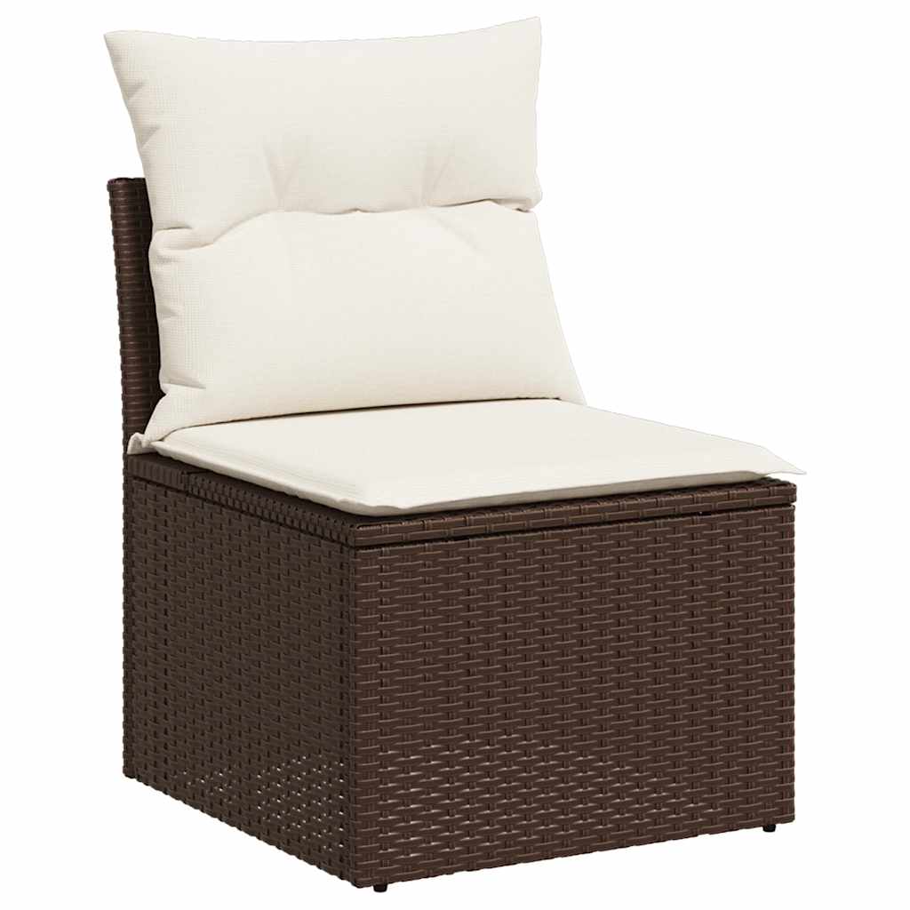 Vidaxl 9-Cz. Garden Furniture Set With Cushions, Brown, Poly Rattan