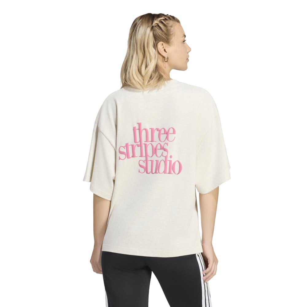 Studio for Women LA310 Chalk White 2L [Adidas] Short-Sleeve 3-Stripes T-Shirt mel. (KX3166)