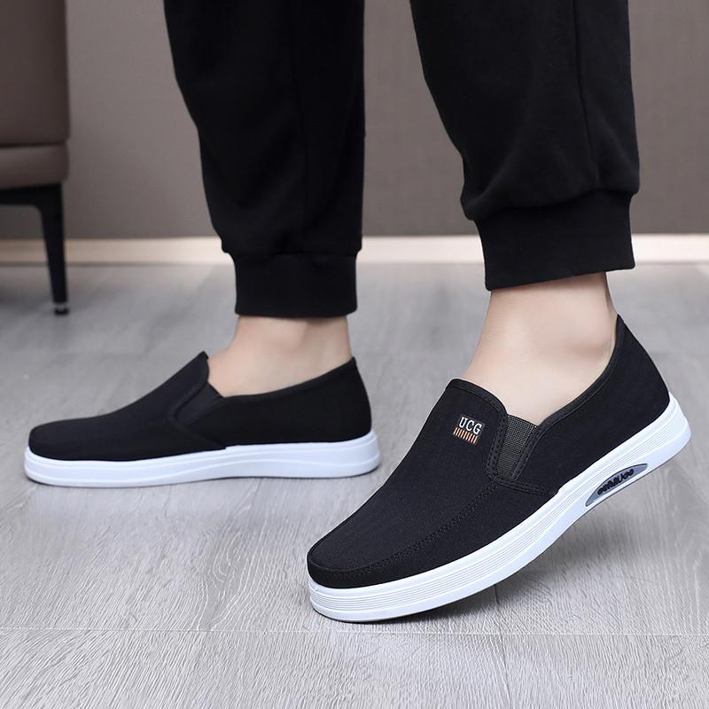 Men's Canvas Shoes Low Top Joker Men's Casual Breathable Men's Shoes One Pedal Lazy Work Shoes