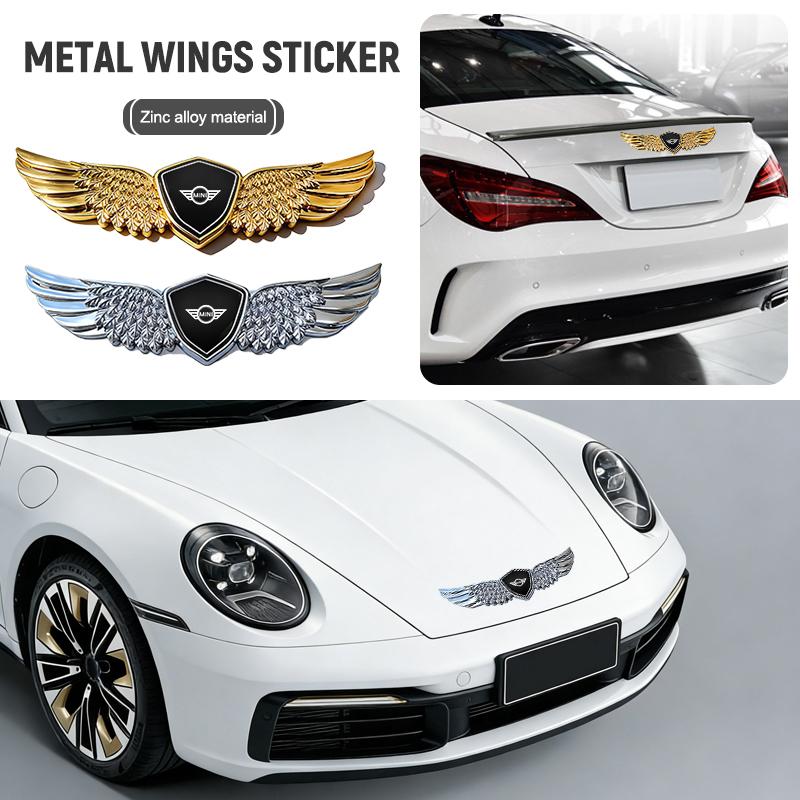 3D Metal Wings Stying Car Trunk Fender Emblem Stickers For BMW Mini Cooper F54 F55 F56 R56 R60 SONE Roadster Clubman Coupe Pr2