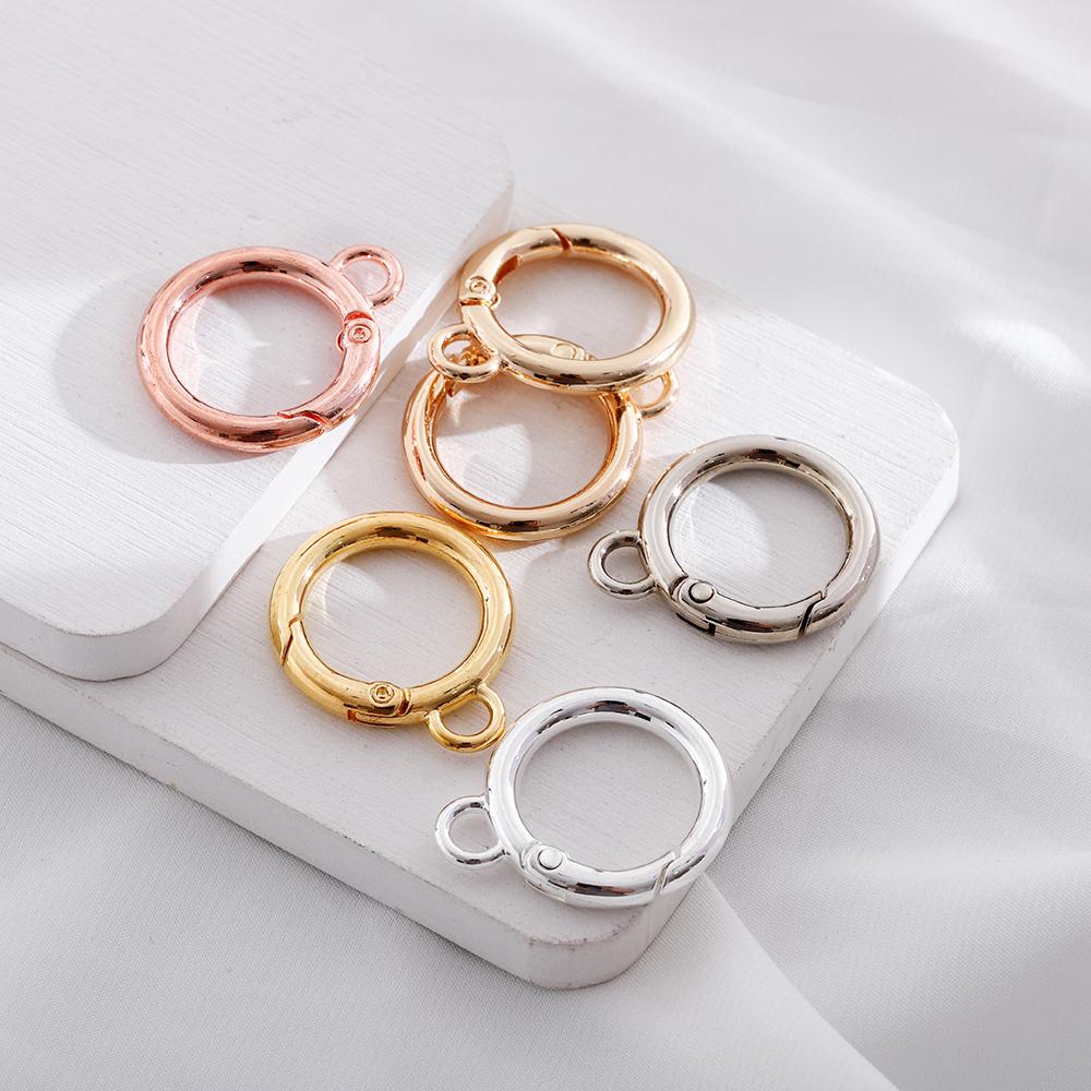 5Pcs Alloy O Ring Spring Clasps With Hole Openable Round Carabiner Keychain Bag Clips Hook Connector For DIY Jewelry Key Rings