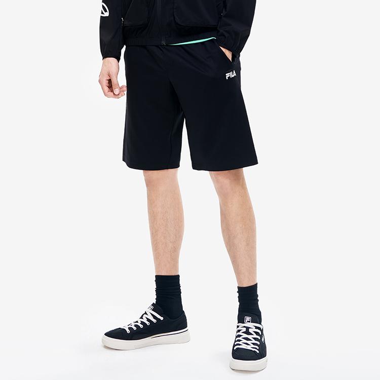 Fila Solid Color Letter Logo Casual Simple Sports Knit Five-Point Shorts Men Shorts Black F11M228607FBK