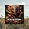 1PC Custom Name Elephant Family Jungle flannel blanket versatile,all-season throw suitable for the living room,bedroom,camping,travel,and gift