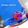 Kids Electric Marine Rescue Boat Toy Fire Fighting Bath Toy with Light Music and Water Spray, Floating Ship for Pool & Tub