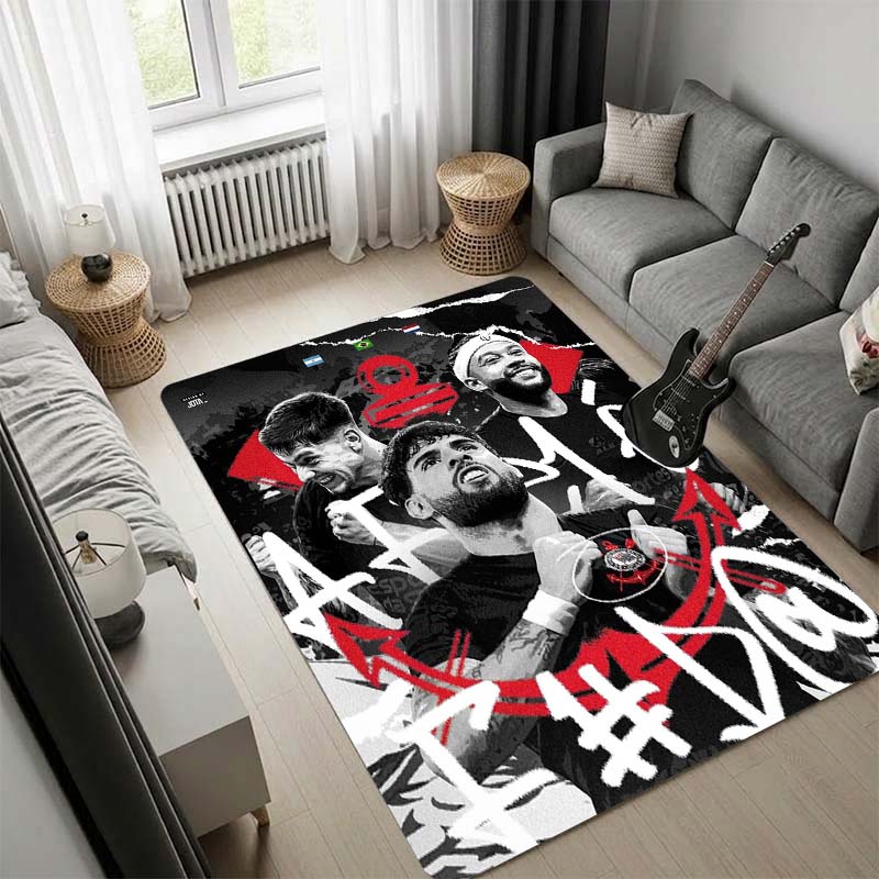 Sport Club Corinthians Paulista Football Club Red Lava Area Rug, Anti-slip Floor Mat, Soccer Fan Home Decor Carpet for Living Room Bedroom Sofa