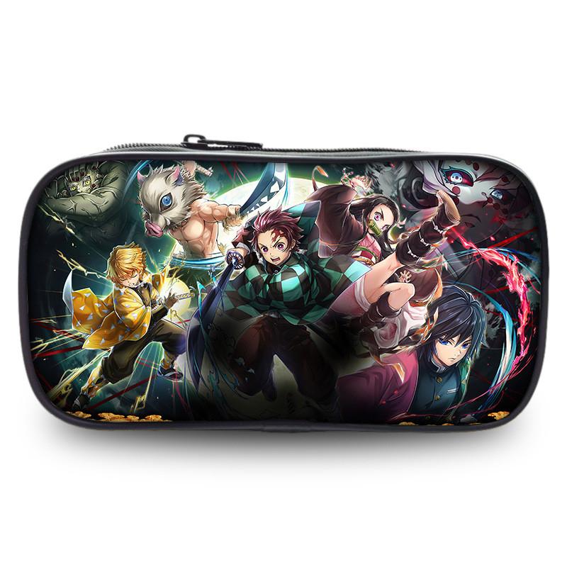 Spacious Oxford Demon Slayer Pencil Case For Students With Casual Style