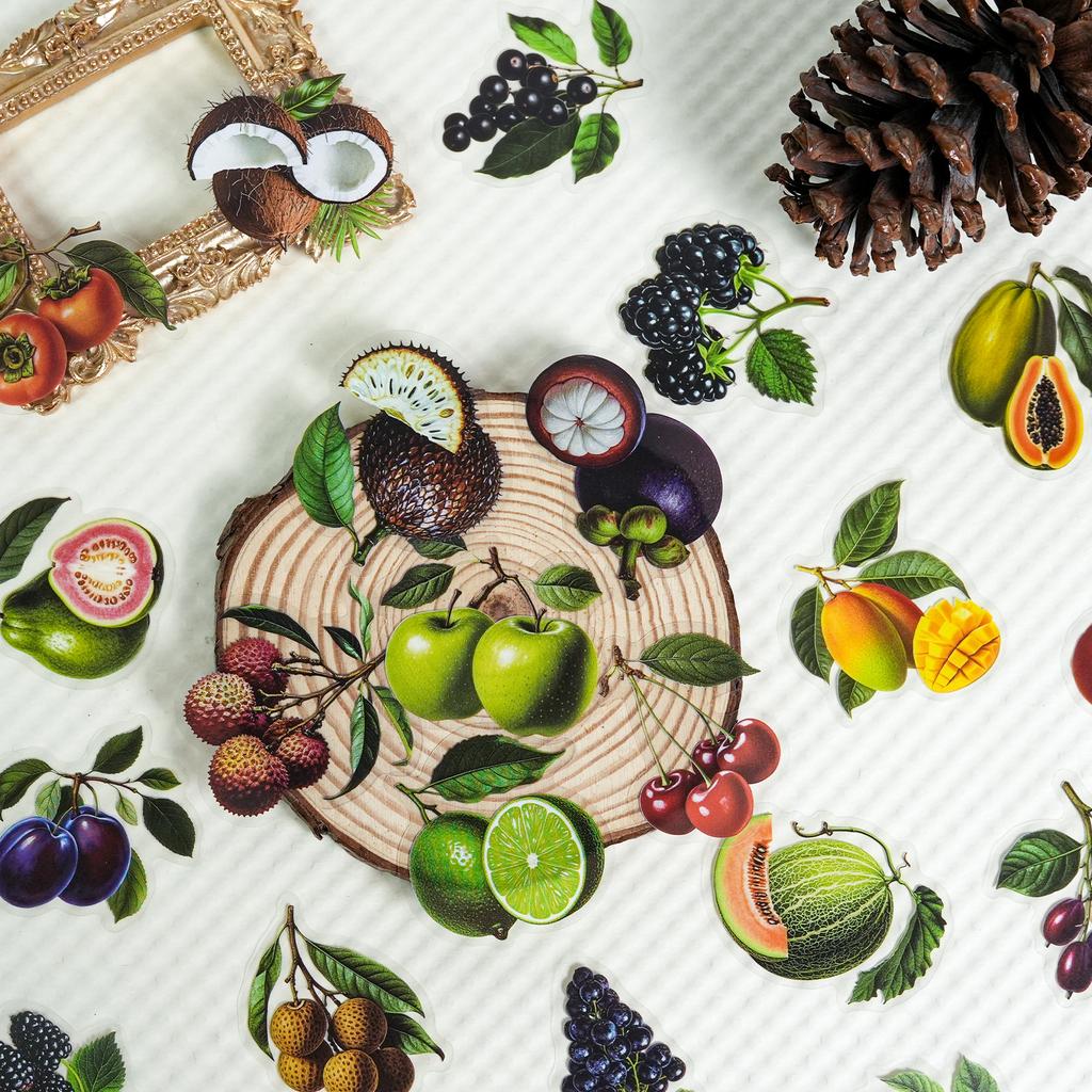50Pcs/Set 3D Fruits PET Clear Stickers Waterproof DIY Fashion Doodle Decals Stickers (4 Styles)