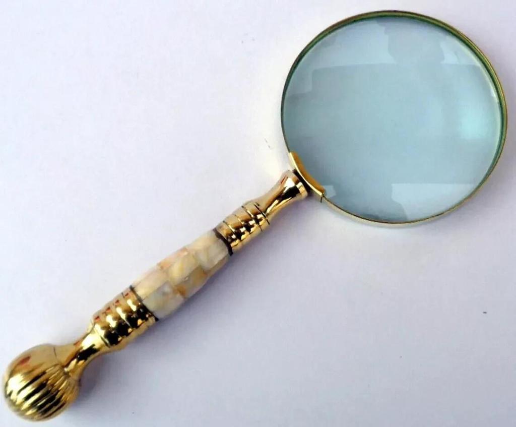 Antique Desk Magnifying Glass Vintage Map Reader Lens Brass Folding