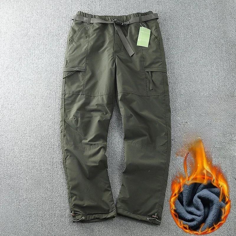 

Вітрозахисні та водонепроникні штани Outdoor Plus Velvet Soft Shell Pants Straight Winter Casual Pants Bag Tooling S зелений