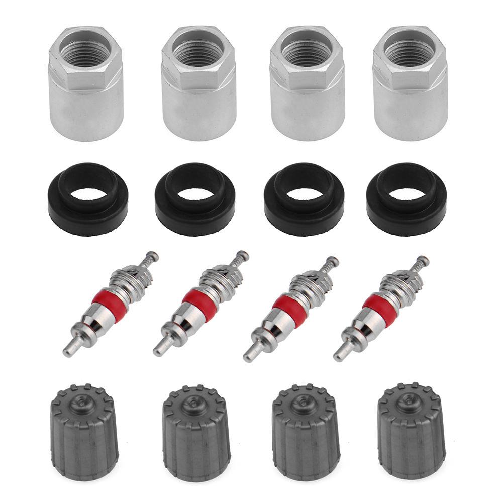 4 Sets Car Tire Pressure Sensor TPMS Service Kit with Nut Valve Cap Gasket