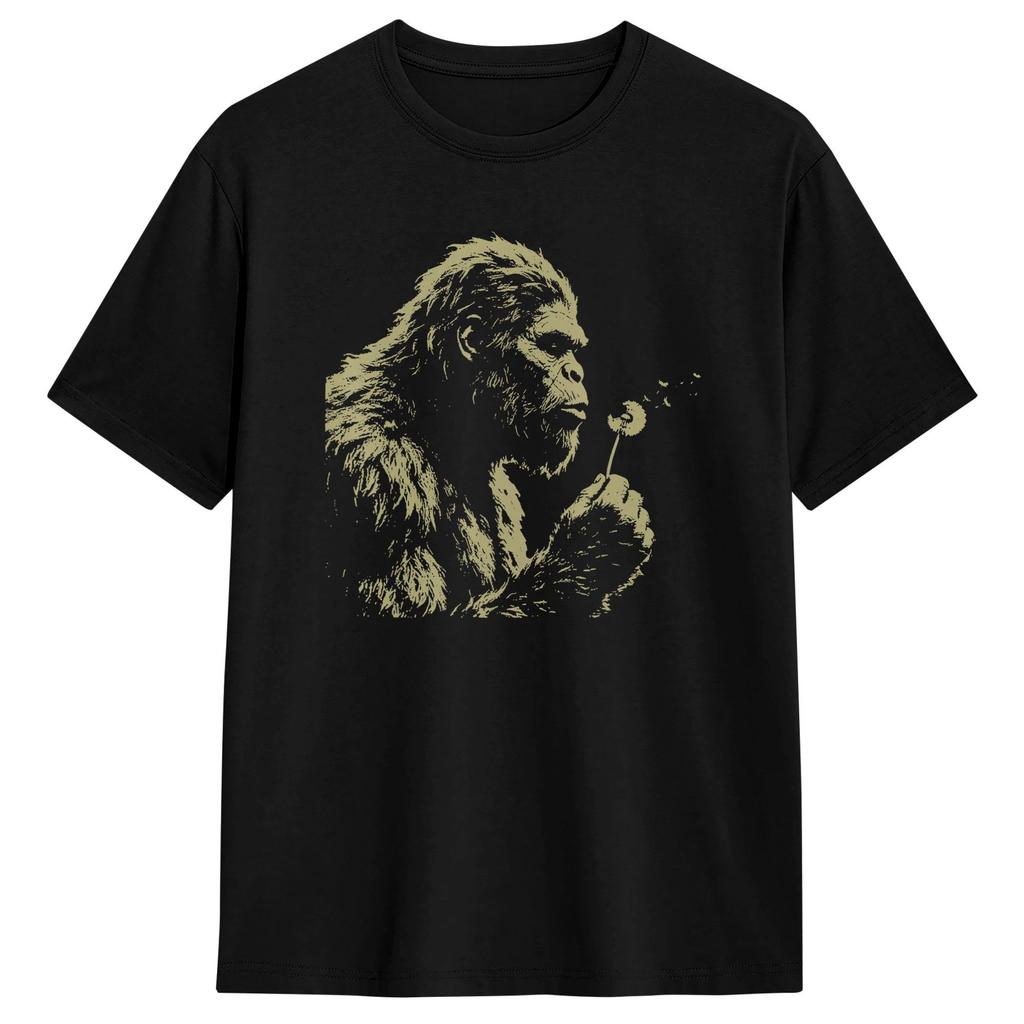 Bigfoot Blowing Dandelion Retro Sunset Forest Design Tshirt Summer Y2k Funny T Shirts Cotton Fashion Tshirt For Unisex Clothes