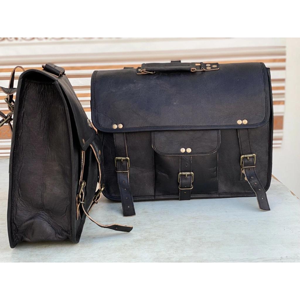 Motorcycle Leather Saddlebags Panniers Pouch Side