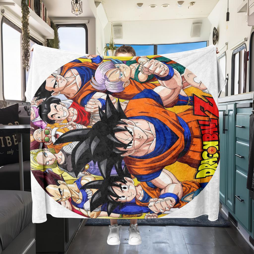 1 ks flanelová deka s potiskem Son Goku, Vysoce kvalitní pro všechna roční období, Domácí dekorace, Teplo a pohodlí, Perfektní jako vánoční dárky