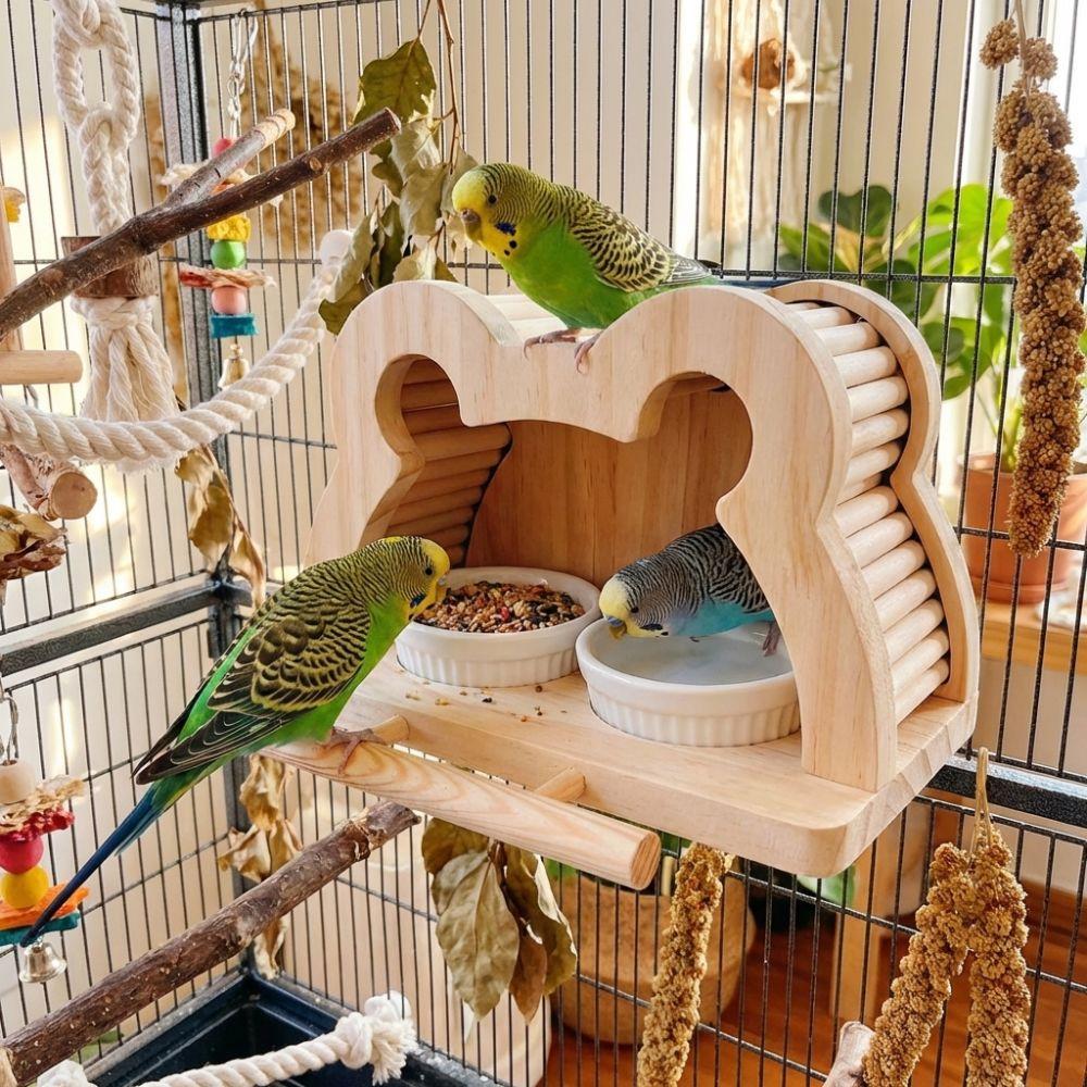 Large Capacity Wooden Bird Nest House Bite Resistant Bird Perch Bird Feeding Station  Aviary Use