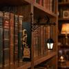 Multifunctional Bookend Light Library Lantern Decorative Bookshelf Lighting Witch Hat Lamp for Reading Nook Vintage Iron Mini Street with Warm LED