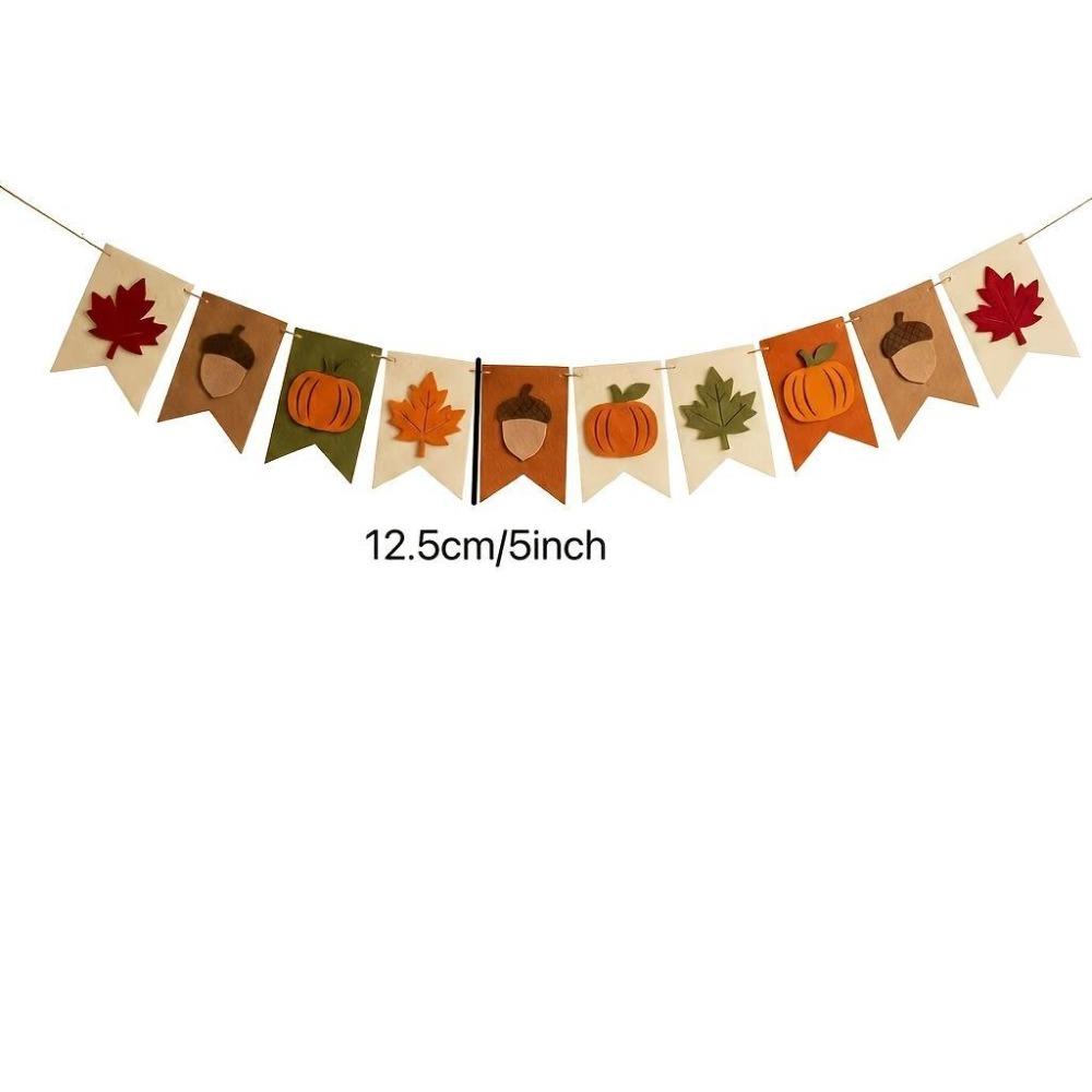 1PC Felt Autumn Banners Maple Leaf Pumpkin Acorn Flags DIY Thanksgiving Rustic Farmhouse Hanging Banners Party Home Decor Gift