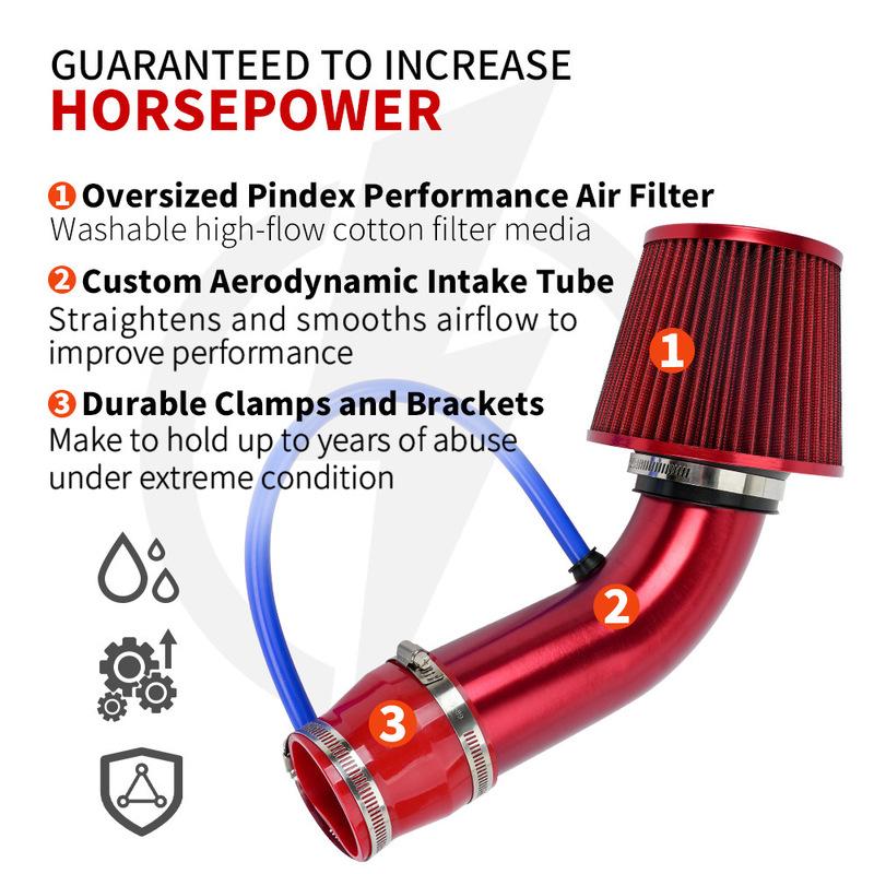 76mm 3inch Air Filter & Cold Air Intake System Turbo Induction Pipe Tube Kit With High Flow Cone Air Intake Filter