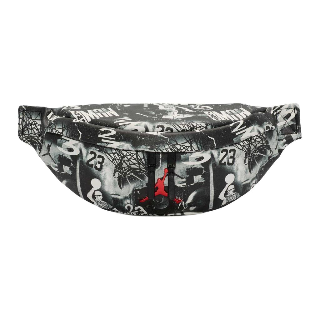 Jordan Zipper Closure Adjustable Urban Pattern Waist Bag Men waist bag Black White II7299-011