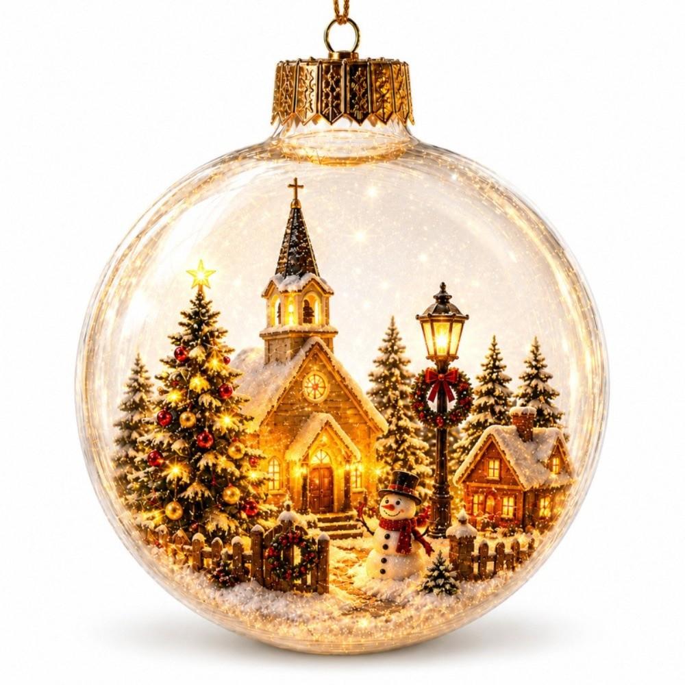 Acrylic Light-Up Christmas Ball Ornament Transparent LED Christmas Tree Globe Decor New Year