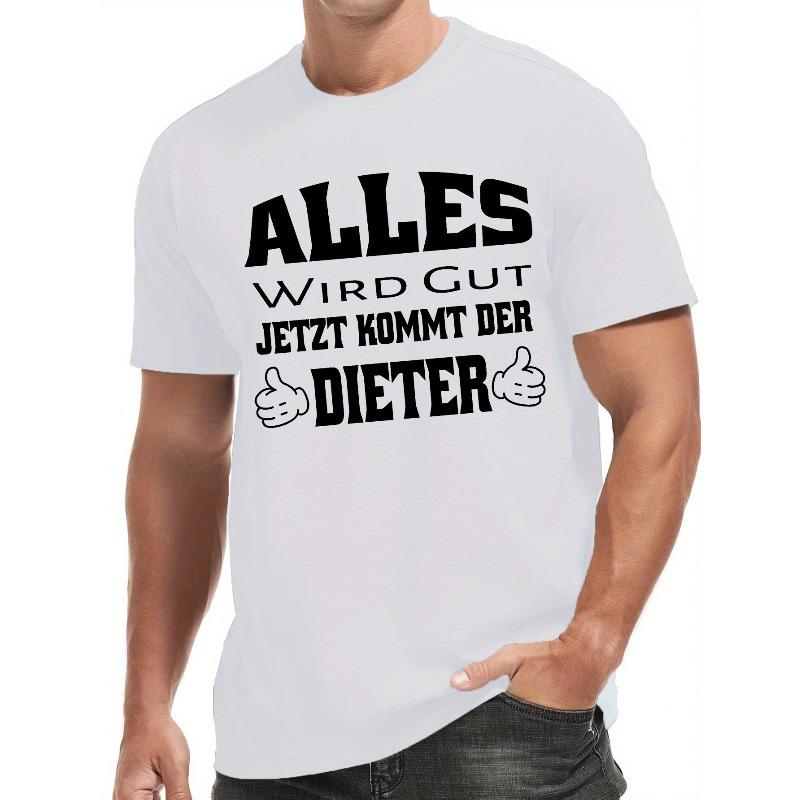 European sizes Men's Dieter Short Sleeve T-Shirt - Casual Summer Round Neck Top with Dieter Brand Print, Machine Washable Breathable Shirt