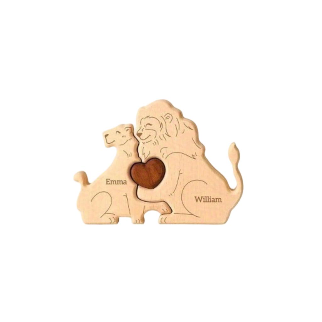 Wooden Family Puzzle Set, Home Decor, Carved Ornament, Party Decoration