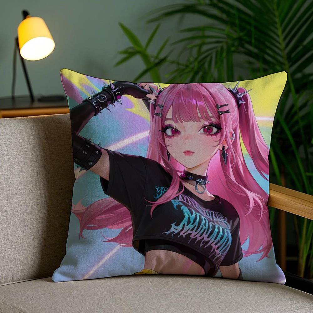 Anime Kpop D-Demon H-Hunters Pillow Case Sofa Short Plush Double-sided HD Printing Room Home Office Gift Cushion Cover