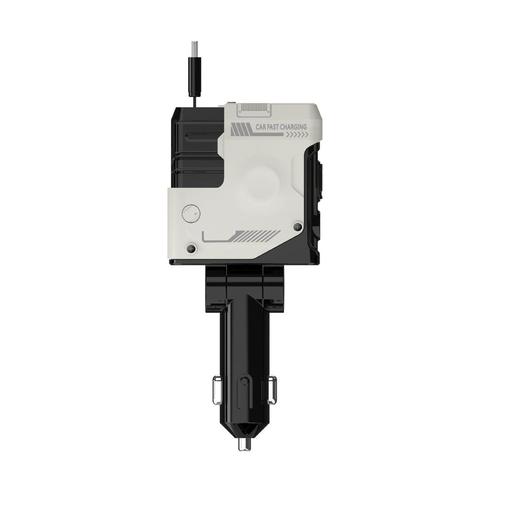 120W Multi-port Fast Car Charger with Retractable Cable and Cigarette Lighter Adapter