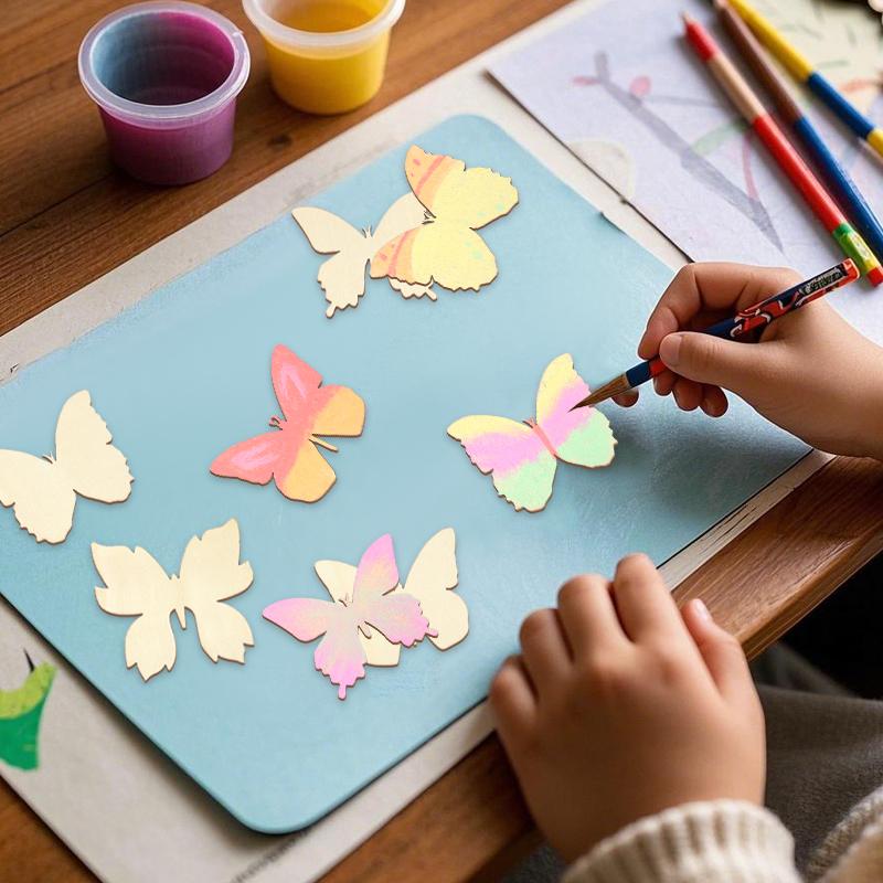 10pcs Wooden Butterfly Blank Slice Kids Painting Toy Easter Home Decoration Wedding Birthday Party Gift Unfinished DIY Crafts