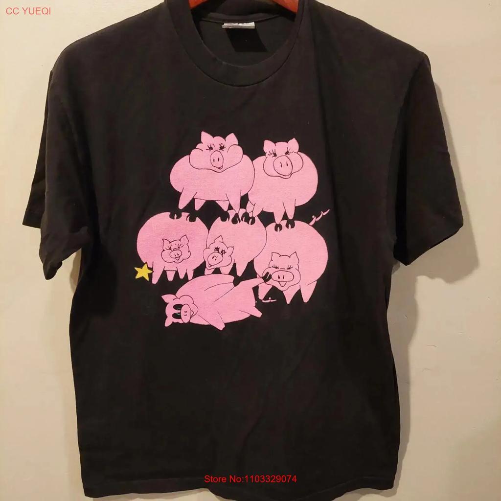 Vintage 80s Cartoon Pig T Shirt Size L Farm Animal Pigs VTG vintage Washed Stylish Unisex Soft homme Comfortable Stretched