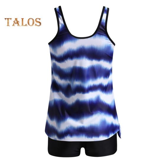 Ensemble tankini d'été 2 pièces, haut à bretelles dégradé de couleurs, maillot de bain taille haute, motif rayé, vêtements de plage, vacances