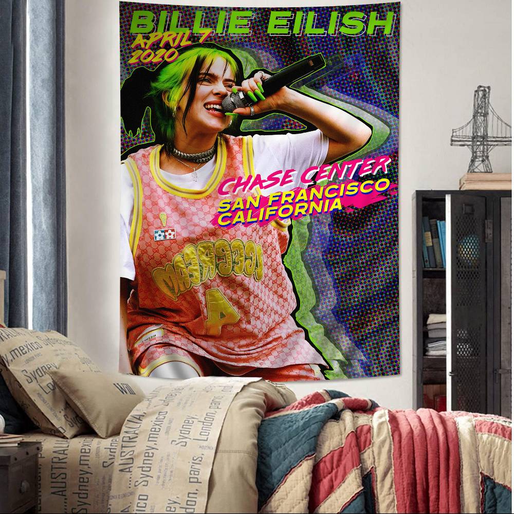 Hot Singer BBillie EEilish Printed Large Wall Tapestry Hanging Tarot Hippie Wall Rugs Dorm Art Home Decor